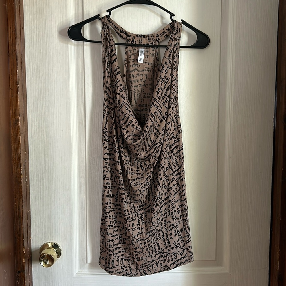 Draped neck print tank